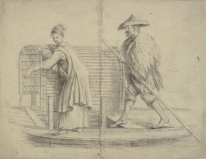 中国のシーン。 川船に乗った男女 作： William Chambers