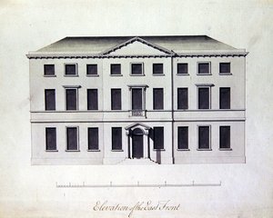 スタッフォードシャーのエンビル・ホールの設計、1770年頃（ペン・インク、グレー・ブルー・ウォッシュ） 作： William Chambers
