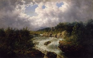 タマハカの滝、ノースカロライナ州チェロキー郡、1860〜70年頃（キャンバスに油彩） 作： William Charles Anthony Frerichs
