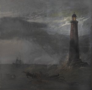 1855年の灯台に幕を下ろす（キャンバスにガッシュ） 作： Clarkson Frederick Stanfield