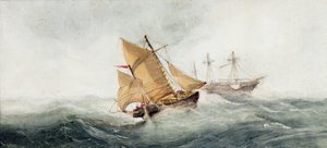 難破船への接近、1837（紙と紙とガッシュ）