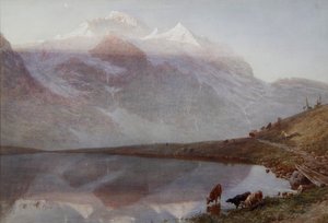 日の出のユングフラウ 作： William Collingwood