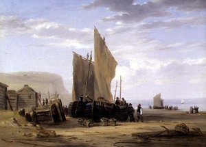 ヤーマスの海岸にて（ペアの1つ） 作： William Collins