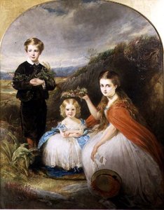 ミドルトン家の子供たちの肖像。ジェシー・キャロライン（コッラ）（1851年生）、アルフレッド・ハロルド（1857年生）、アリス・エディス（1861年生） 1864年 作： William Crawford
