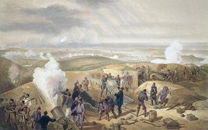 バッテリーの暑い日、パブ「東の戦争の席」からのプレート。ポール・ウント・ドミニク・コルナギウント社、1856年