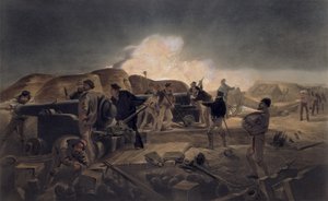 バッテリーの熱い夜、パブ「東の戦争の席」からのプレート。ポール・ウント・ドミニク・コルナギウント社、1856年