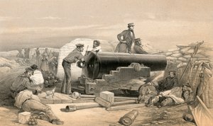 ダイアモンドバッテリーで静かな1日、ランカスター68ポンドの肖像、1854年12月15日 作： William Crimea Simpson