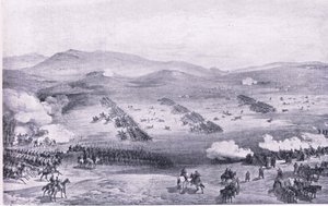 バラクラバ、1854年10月25日：光の旅団の担当、陸と海でのイギリスの戦いのイラスト、1915 作： William Crimea Simpson