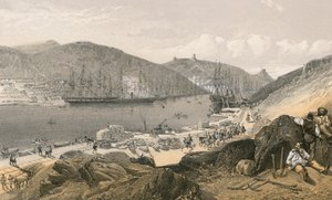 1855年5月の岸壁と輸送の状態を示すバラクラバ 作： William Crimea Simpson