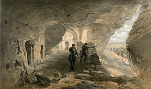 インカーマンの洞窟にある発掘された教会。西を向いています。 作： William Crimea Simpson