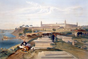 病院と墓地、Scutari、「東の戦争の席」のパブ。ポール・ウント・ドミニク・コルナギウント社、1856年 作： William Crimea Simpson