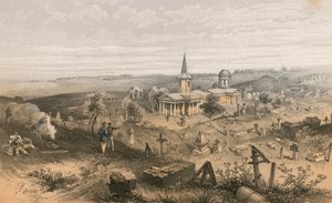 検疫墓地と教会とフランスのバッテリーNo 50 作： William Crimea Simpson