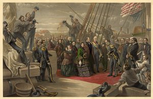 1856年12月16日、HMS Resoluteを訪れるビクトリア女王、1859年公開 作： William Crimea Simpson