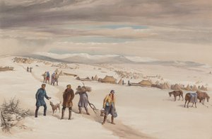 東向きの第2師団の野営地。 1855年1月 作： William Crimea Simpson