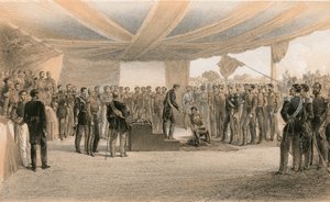 セバストポルの前のイギリス軍の本部でのバスの秩序の叙任 作： William Crimea Simpson