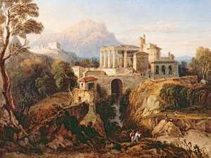 ギリシャの寺院（紙に水彩） 作： William Crouch