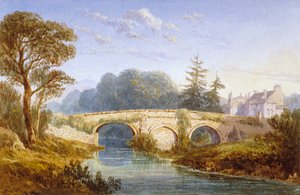ロンドン、グリニッジ、ウリッジのエルサム宮殿近くのエルサム橋の眺め、1830年頃 作： William Crouch