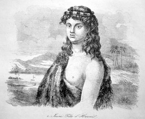 ハワイ島の若い娘、1824年頃。   作： William Dampier