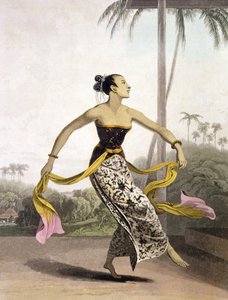 RonggengまたはDancing Girl、Vol。21のプレート21。 Thomas Stamford Raffles（1781-1826）の「The History of Java」のパブ。 1817（アクアチント）