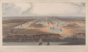 ウェスト・インディア・ドックスの眺め 作： William Daniell