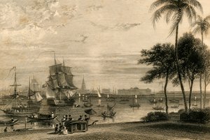 カルカッタ、ガーデンハウスリーチ、1835年。 作： William Daniell