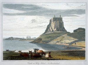 「ホーリー島の城、ノーサンバーランド」、1822 作： William Daniell