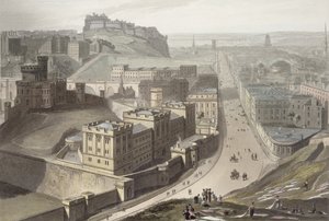 エジンバラ、カルトンヒルから、「1814年から1825年の間にイギリスで行われた航海」から1829年に発行 作： William Daniell