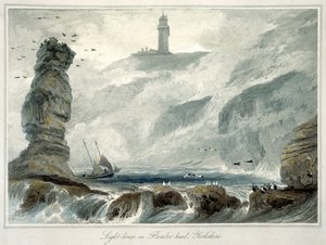 フランボローヘッドの灯台」、ヨークシャー、1822年 作： William Daniell