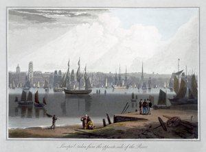 リバプール、川の反対側から撮影」1815年 作： William Daniell