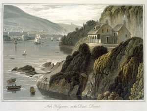 キングスウェア近く、ダート、デボン、「1814年から1825年にかけて行われたイギリスを巡る航海」のVIII巻から1825年に発行（アクアチント） 作： William Daniell