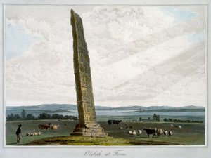 「フォレスのオベリスク」、モーレイ、スコットランド、1821 作： William Daniell