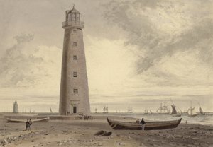 オーフォードネス灯台、サフォーク（アクアチント） 作： William Daniell