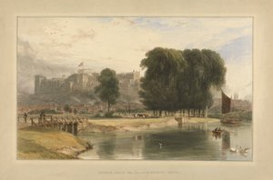 Brocas Meadows 近くからのウィンザー城 作： William Daniell