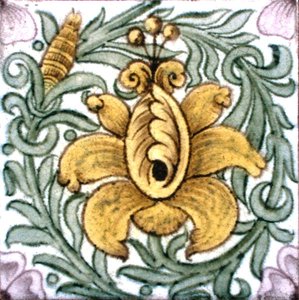 花柄タイル（陶器） 作： William de Morgan