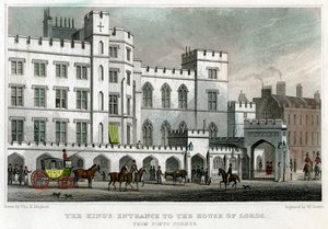 王家の邸宅、ウェストミンスター宮殿、ロンドン、1829年の王の入り口。 作： William Deeble