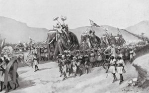 出征するヴィクラマディティヤ・グプタ、AD395年（リトグラフ） 作： William Douglas Almond