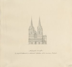 リッチフィールド大聖堂-ウェストフロント：ペン画、nd [？17世紀後半]（描画） 作： William Dugdale