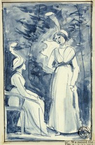 18世紀後半のドレスを着た2人の女性 作： William Edward Frost
