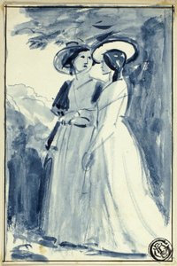 18 世紀後半のドレスを着た 2 人の女性 作： William Edward Frost