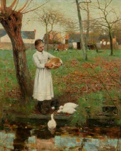 アヒルの餌やり 作： William Edward Stott