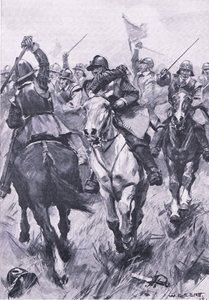 1650年9月3日のダンバーでの騎兵の衝突、1915年の陸と海でのイギリスの戦いのイラスト