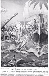 イオニア艦隊の敗北、「ハッチンソンの国家の歴史」のイラスト 作： William Edward Wigfull