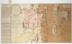 1786年7月14日にスペインと調印された条約により、ユカタンの一部またはホンジュラス湾内の東岸の一部が、原木伐採のためにイギリスに割り当てられた[sic]地図。ベイマンによる 作： William Faden