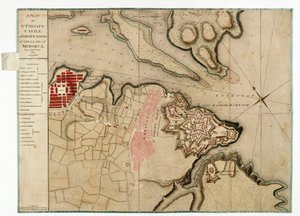 ミノルカ島のセント・フィリップス城と要塞の平面図 作： William Faden