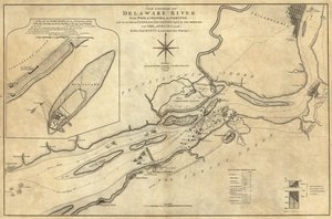 フィラデルフィアからチェスターまでのデラウェア川のコース 作： William Faden