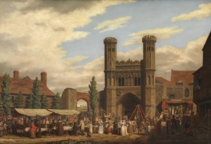 聖アウグスティヌス修道院、カンタベリーの門の前でレディウットンの緑のフェア 作： William Findlater