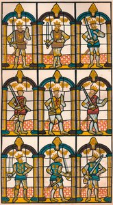 ペインテッドウィンドウ-2つのサクソンマーシア伯爵と7つのノーマンチェスター伯爵、1808年1845 作： William Fowler
