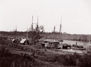 1864年、アポマトックス川のブロードウェイ・ランディング。 作： William Frank Browne