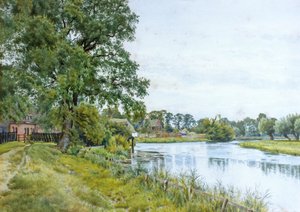 ヘミングフォード・グレイのウーズ川と遠くに見えるマナーハウス 作： William Fraser Garden