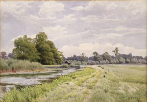 ウーズ川で、ヘミングフォードグレイ、1904年 作： William Fraser Garden